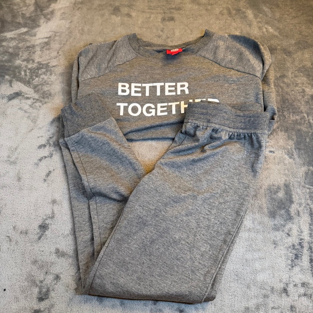Family PJs Gray "Better Together" Raglan Sweatshirt Pants Set Womens Extra Small